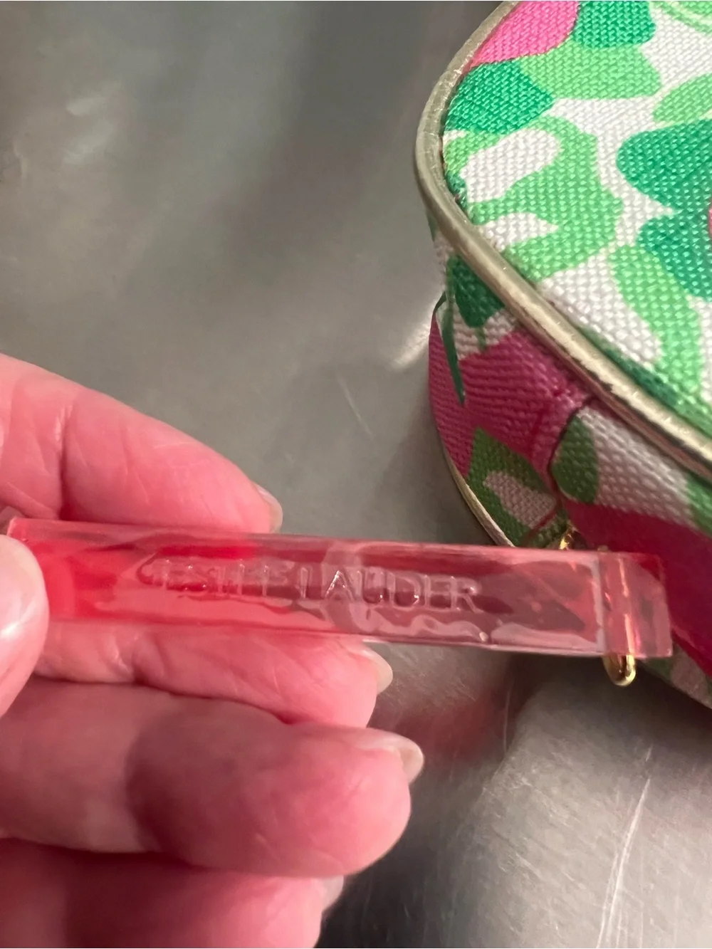 Lilly Pulitzer Estée Lauder Pink & Green Floral Cosmetic Case